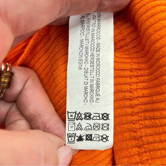 Zara Ribbed Cotton Halter Dress Large Orange - Picture 14 of 16